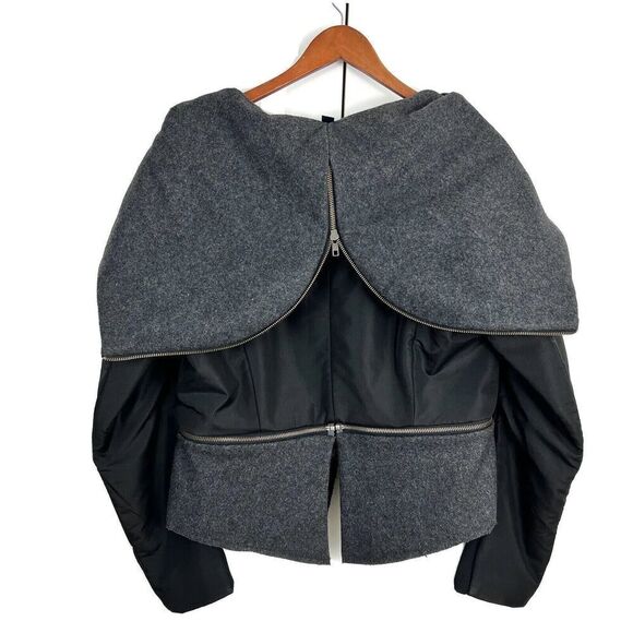 Improvd Jacket Women’s L Gray Wool Blend Hooded Goth zippers - Picture 2 of 8